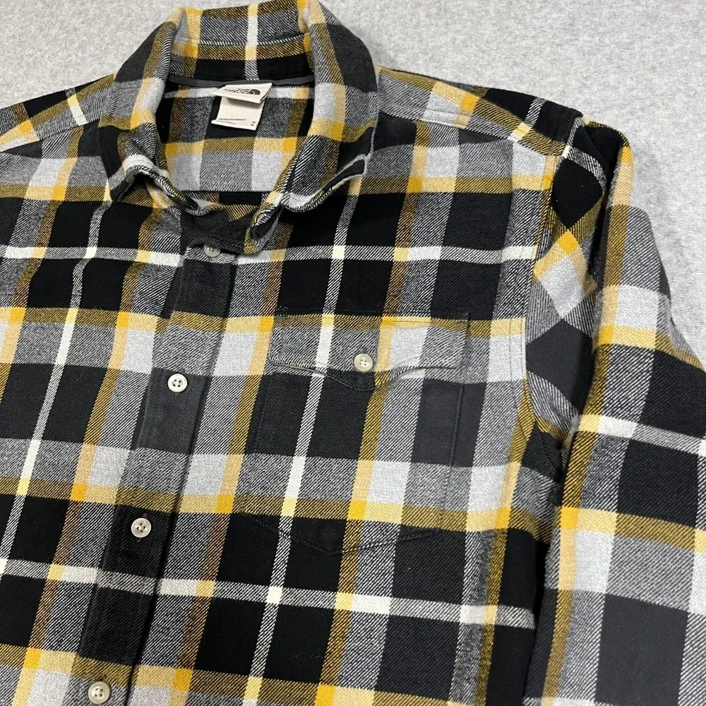The North Face Shirt Mens Medium Black Flannel Button Up Long Sleeve Plaid Cotto
